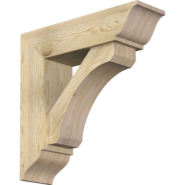 Ekena Millwork Legacy Traditional Rough Sawn Bracket w/ Offset Brace, Douglas Fir, 8"W x 28"D x 28"H BKT0806X28X28LEC01RDF - main
